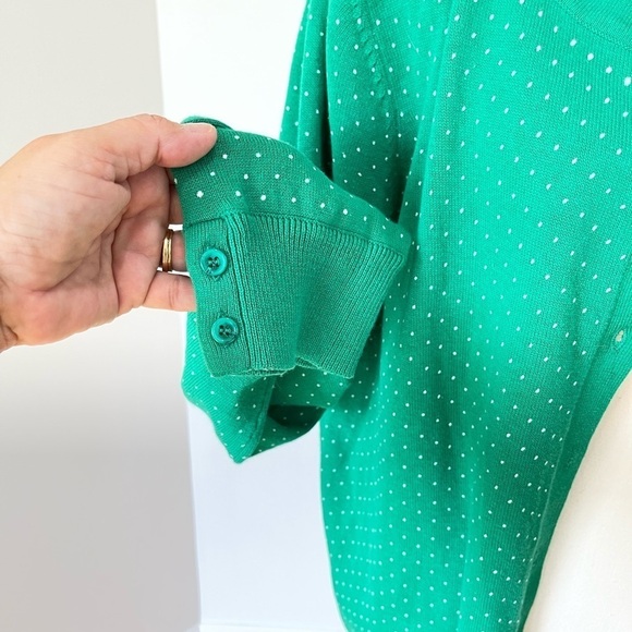 Woman Within size medium green cardigan with small polka dots NWT office work - Picture 8 of 13